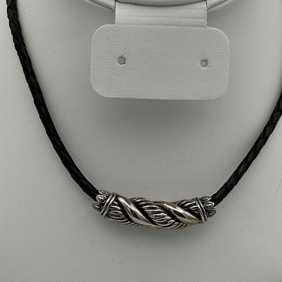 JOHN HARDY - Sterling Twisted Slider Pendant & Black Leather Necklace - Picture 7 of 10